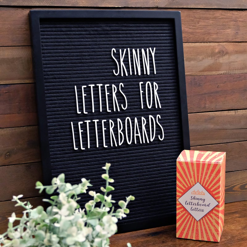 MAINEVENT Skinny Felt Board Letters Only Set NO BOARD INCLUDED, Rae Inspired Font Farmhouse Decor Accessory, 2 Inch White Plastic Letters Numbers Symbols For Changeable Felt Letter Board Message Bulletin - Image 1